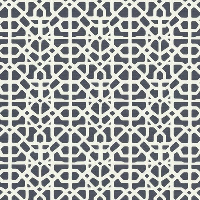 Kasmir Moroccan 110 Blue in 1454 Blue Polyester  Blend Fire Rated Fabric Heavy Duty CA 117  Lattice and Fretwork  Scroll   Fabric